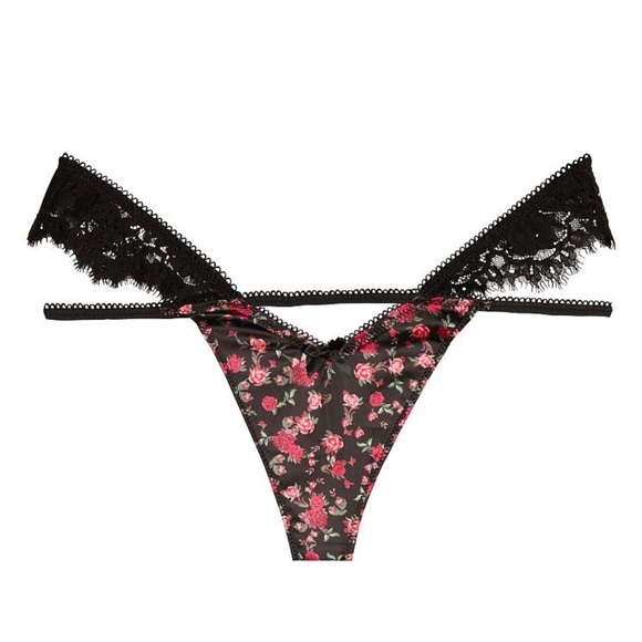 For Love And Lemons Melrose Thong Panty Black Floral Large NEW - Picture 2 of 5